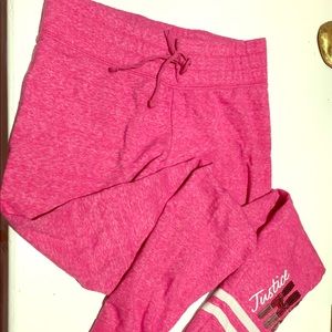 Justice girls hoops sweatpants pink sequin size 12